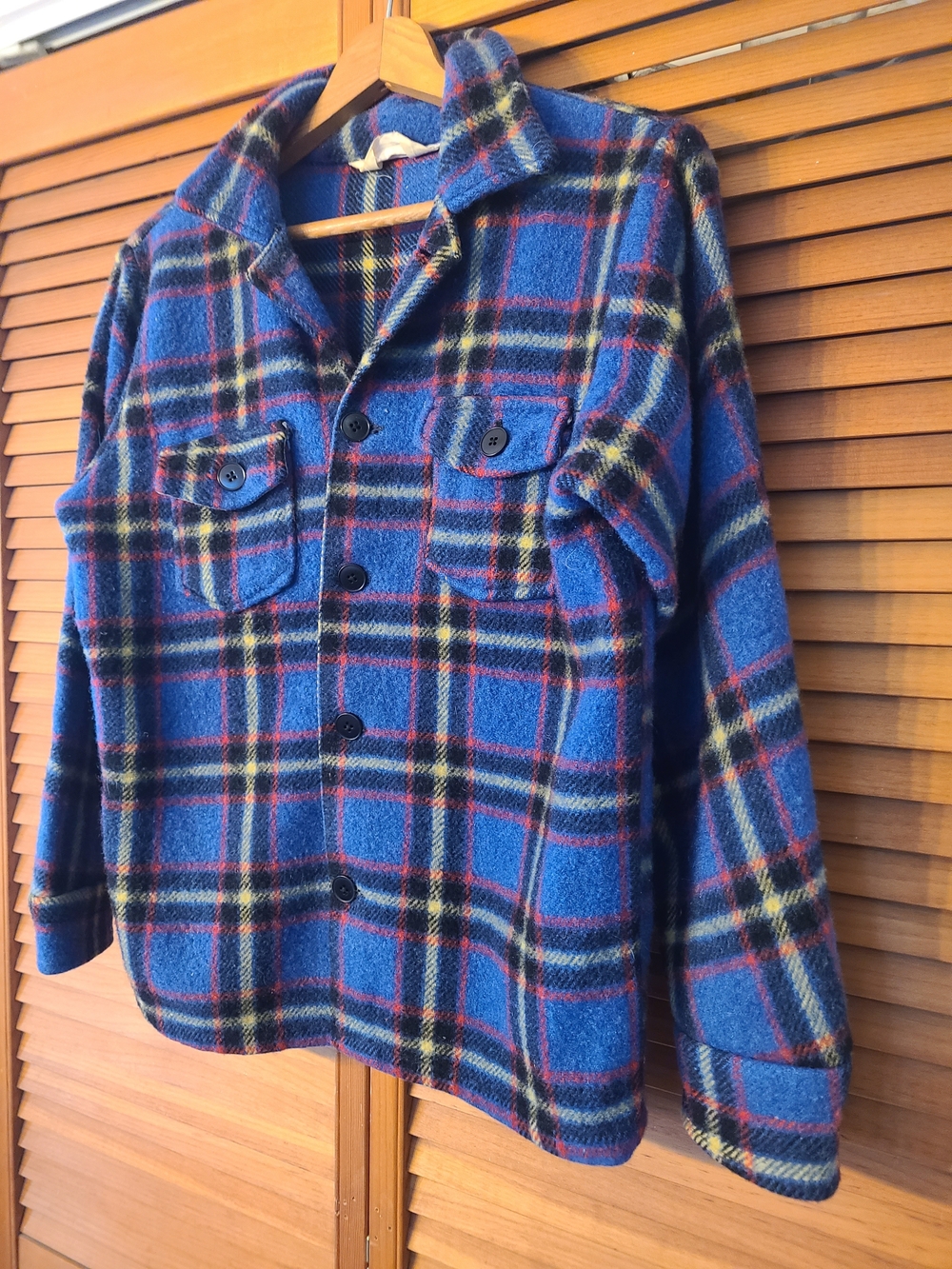 Unisex Blue Plaid Button-Up Shacket